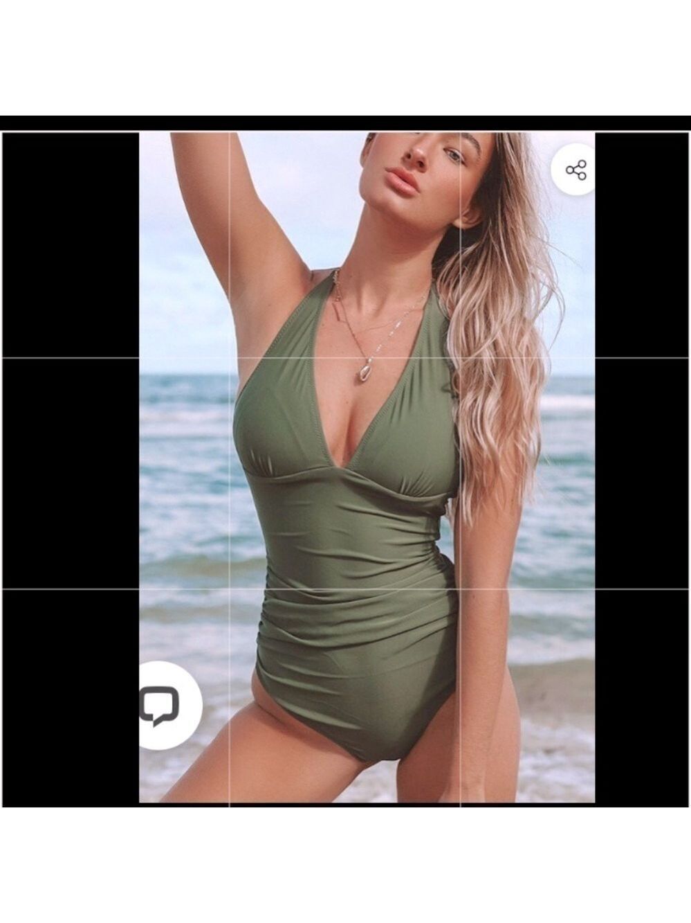 cremieux Solid Olive Ruched One Piece Swimsuit NWT